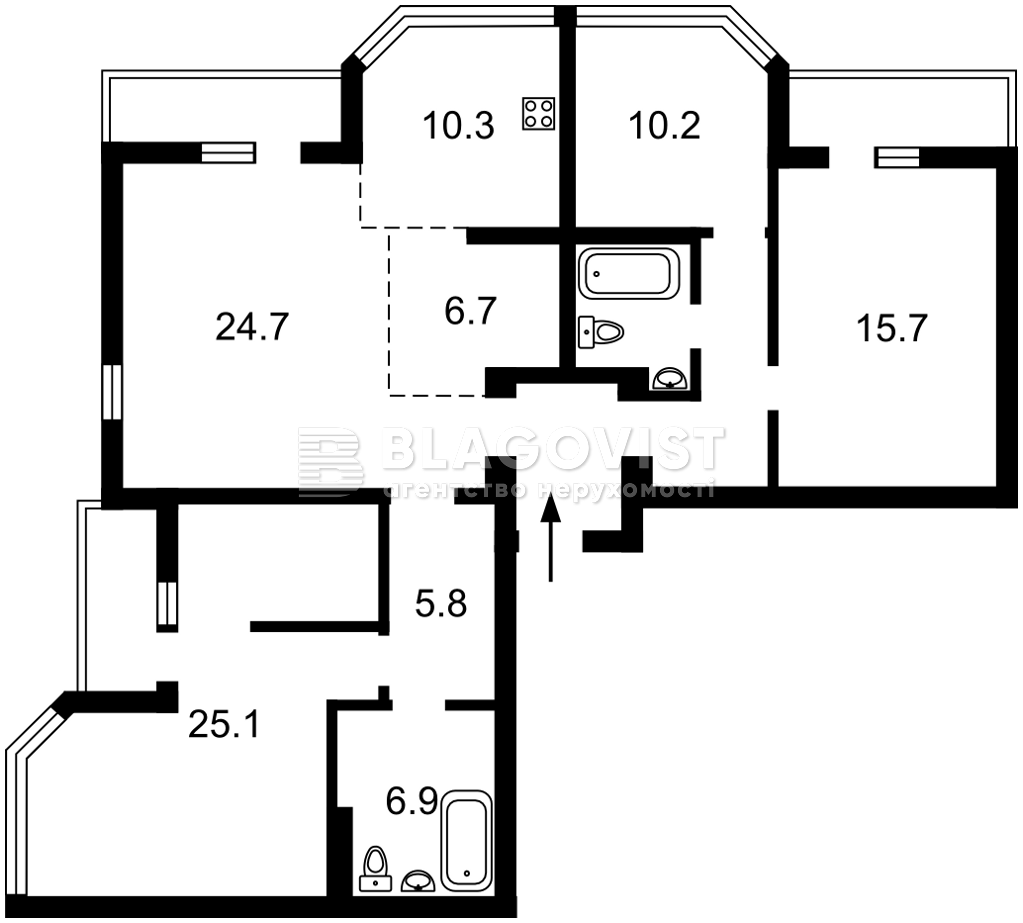 Квартира R-58844, Придорожняя, 1, Зазимье - Фото 2