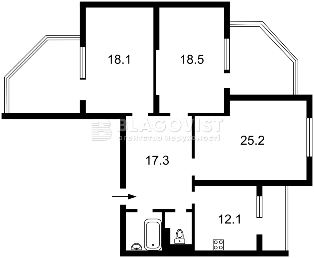 Квартира Q-4296, Сім'ї Кульженків (Дегтяренка Петра), 1 корпус 22, Київ - Фото 3