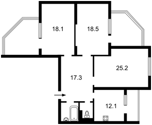 Квартира Q-4296, Сім'ї Кульженків (Дегтяренка Петра), 1 корпус 22, Київ - Фото 3