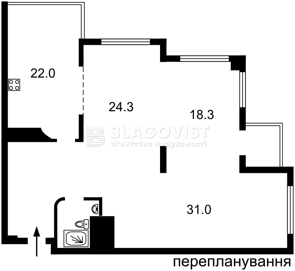 Квартира P-32592, Верхогляда Андрія (Драгомирова Михайла), 7, Київ - Фото 4